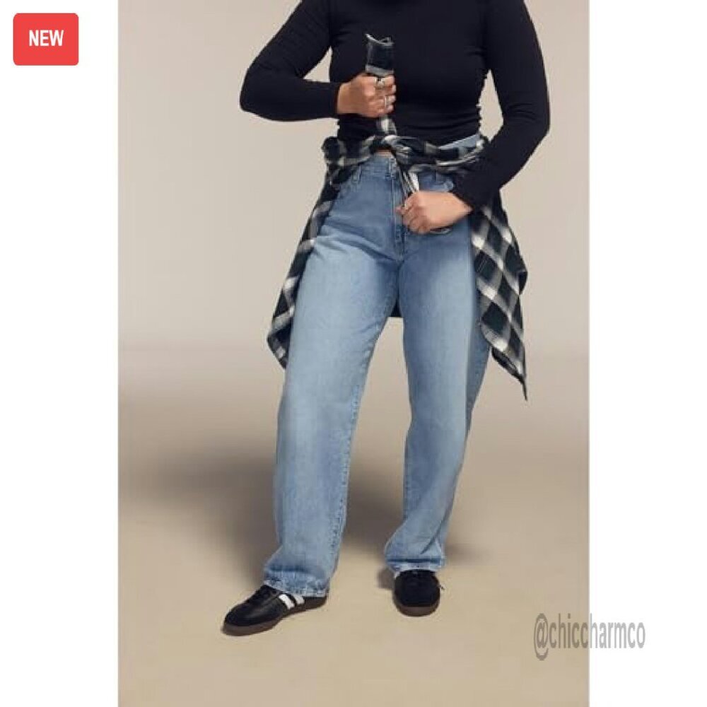 Women's Baggy Jeans 31" Inseam Mid Rise Straight Leg Denim - Picture 6 of 6